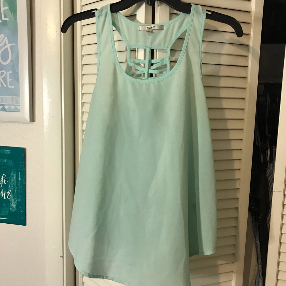 Mint Cross Back Tank Top